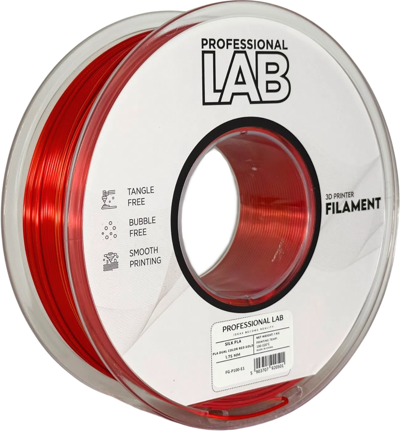 Filament Silk PLA Dual Color red gold Professional Lab 1 kg 1,75 mm