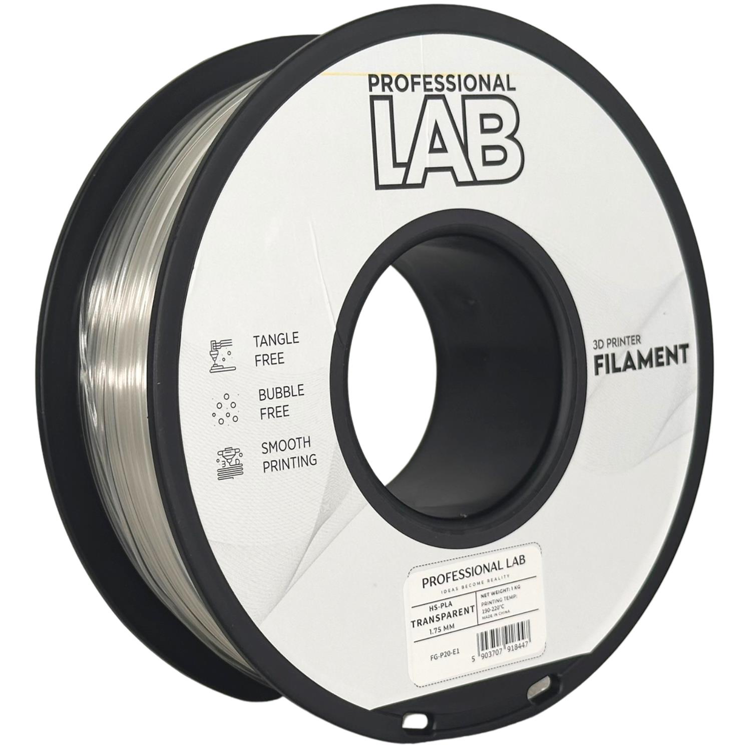 Filament HS-PLA transparent Professional Lab 1 kg 1,75 mm