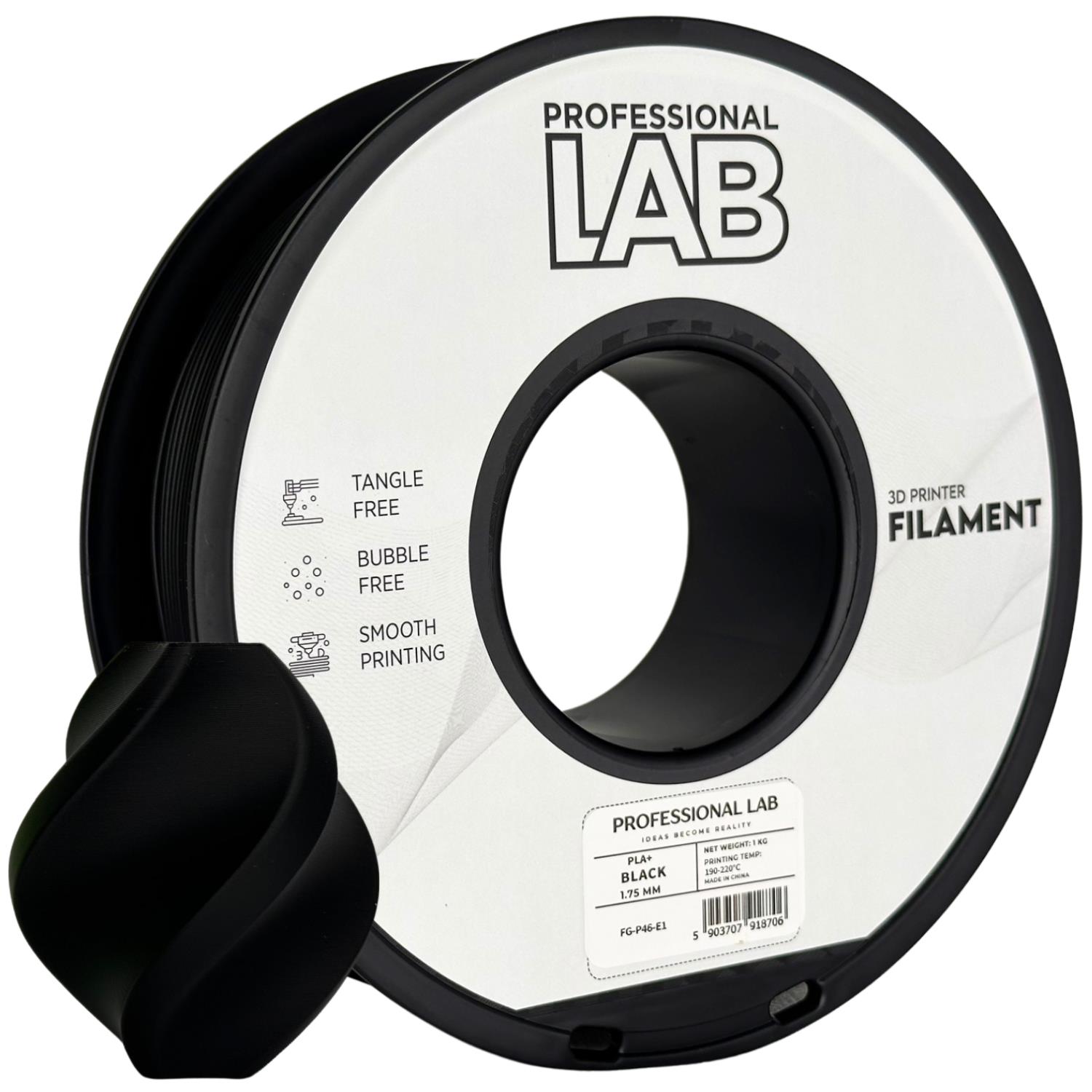 Filament PLA+ black Professional Lab 1 kg 1,75 mm
