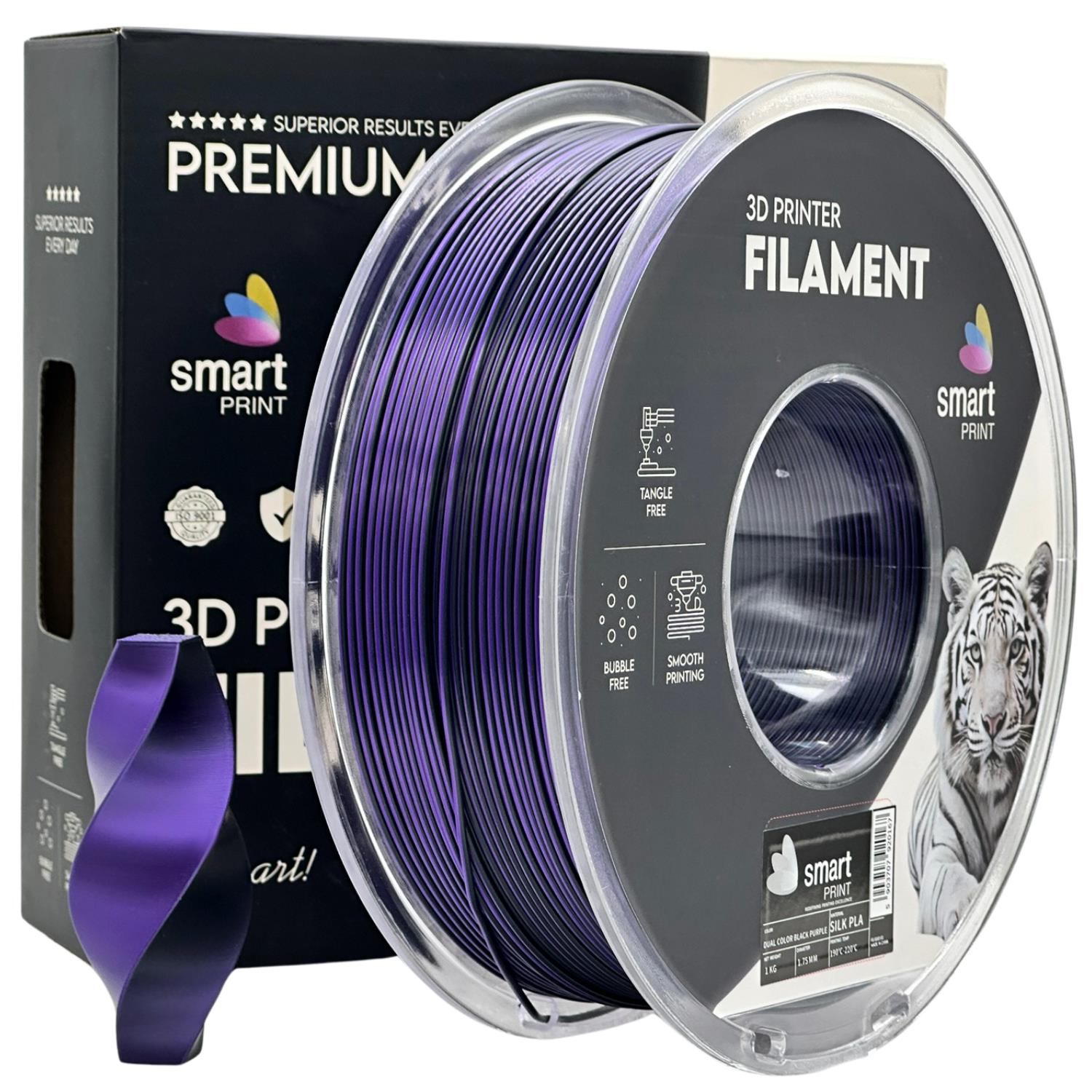 Filament Silk PLA Dual Color black purple Smart Print 1 kg 1,75 mm