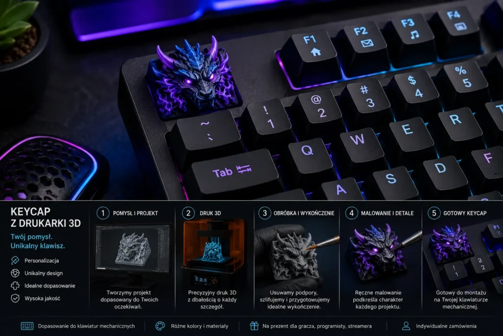 Keycap z&nbsp;drukarki 3D – jak powstaje personalizowany klawisz do&nbsp;klawiatury mechanicznej
