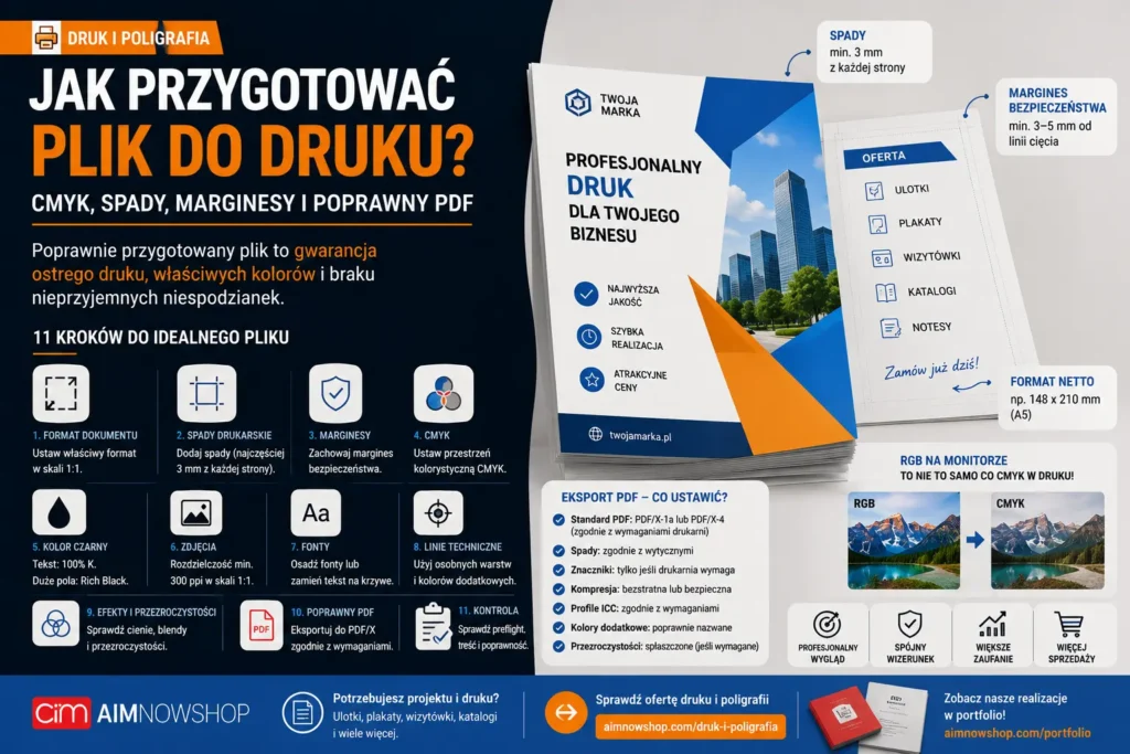 Jak przygotować plik do&nbsp;druku? CMYK, spady, marginesy i&nbsp;poprawny PDF